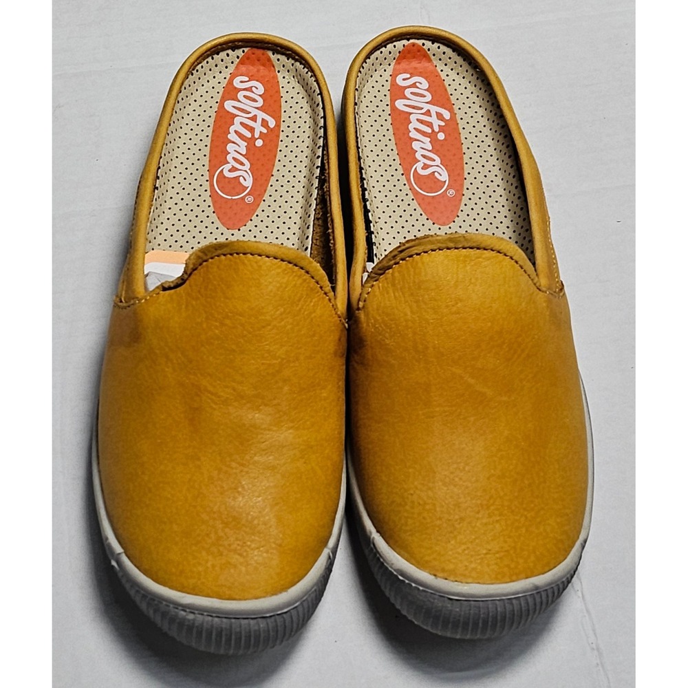Softinos‎ Washed Yellow Leather Slip On Mules Shoes Womens Size EU 35/ US 5